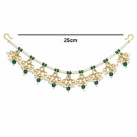 EtnicoTraditional Pearl Beaded Kundan Style Hair Chain for Women (HC03G)