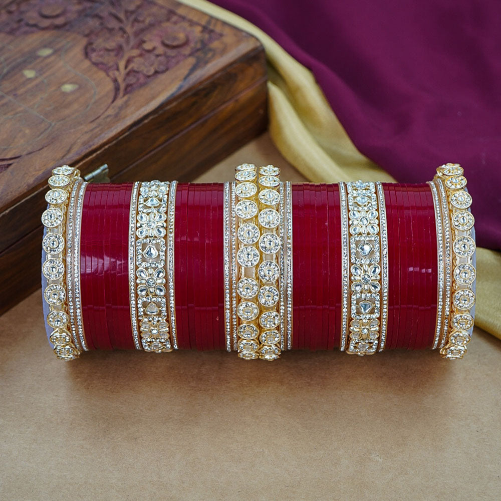 House of Jewellery Glam Kundan Stone Acrylic Wedding Bangles Set