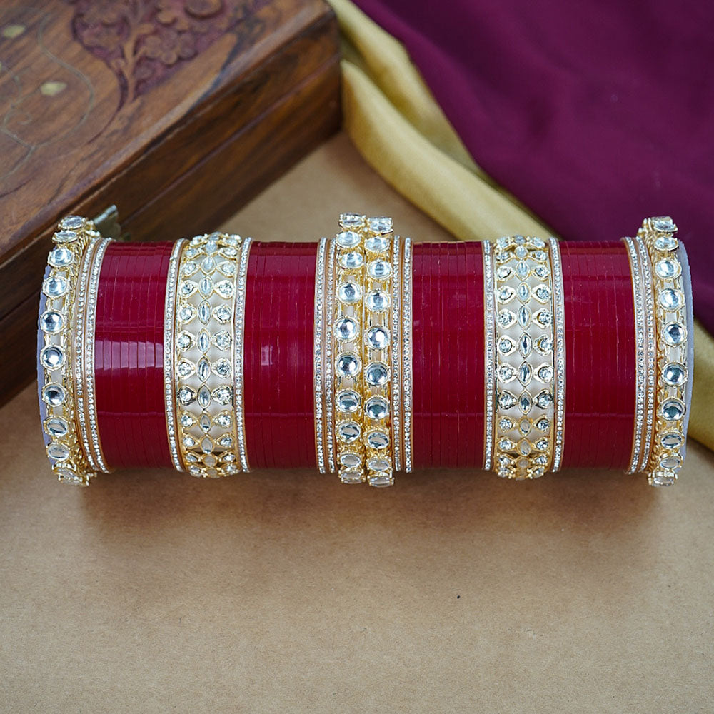 House of Jewellery Glam Kundan Stone Acrylic Wedding Bangles Set