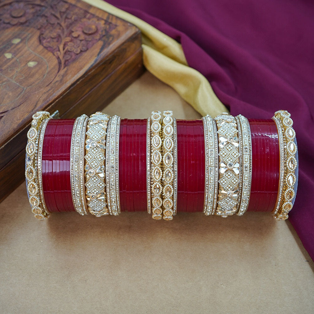 House of Jewellery Glam Crystal Stone Acrylic Wedding Bangles Set