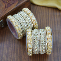 House of Jewellery Regal Crystal And Austrian Stone Pearl Bangles Set