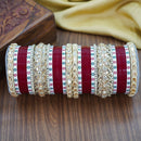 House of Jewellery Glam Crystal Stone And Pearl Acrylic Wedding Bangles Set