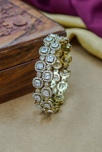 House Of jewelery Rose Gold Artificial Stone Studded Bangles