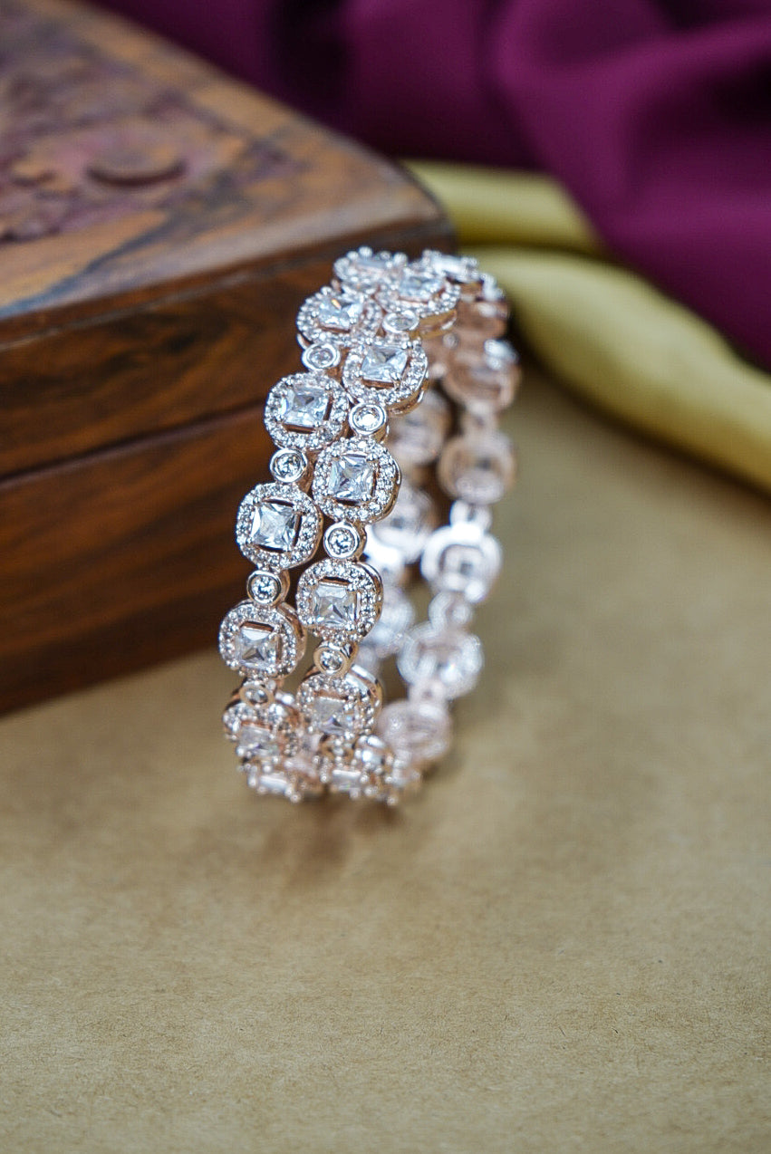 House Of jewelery Silver Artificial Stone Studded Bangles