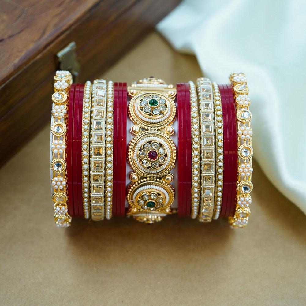 House of Jewellery Glam Pota Stone And Pearl Acrylic Wedding Bangles ...