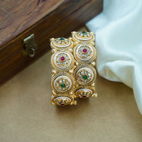 House of Jewellery Royal Pota Stone And Pearl Openable Bangles Set
