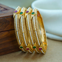House of Jewellery Royal Pota Stone And Pearl Bangles Set 