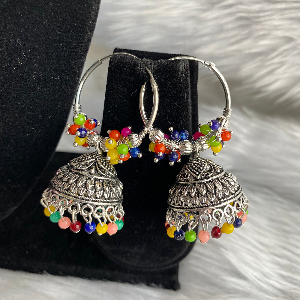 Mahavir Silver Plated Jhumki Earrings
