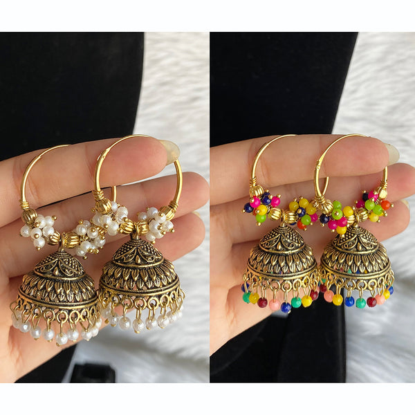 Mahavir Gold Plated Jhumki Earrings Combo