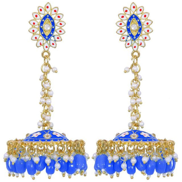 House Of Ree Stylish Partywear Blue Meenakari Jhumki Earrings for Womens | Women | Girls ER118