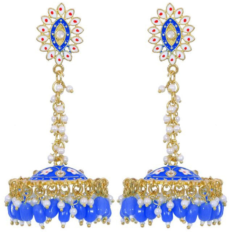 House Of Ree Stylish Partywear Blue Meenakari Jhumki Earrings for Womens | Women | Girls ER118