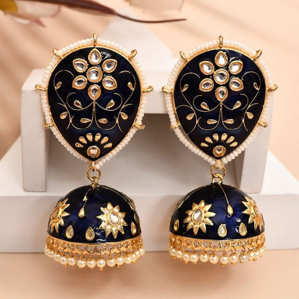 House Of Ree Dark Blue Jhumka Earrings for Womens for Ethnic Party | Women | Girls ER148