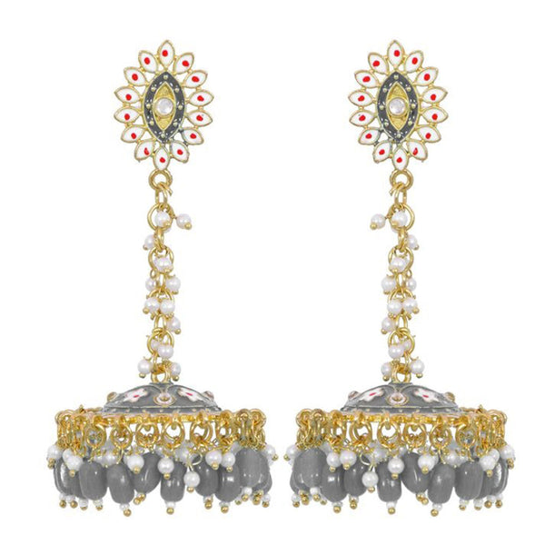 House Of Ree Stylish Partywear Gray Meenakari Jhumki Earrings for Womens | Women | Girls ER120