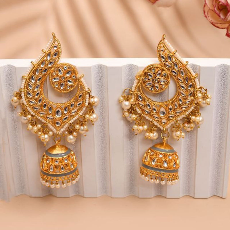 House Of Ree Peacock Gray Jhumki Drop Earrings for Womens | Women | Girls ER157