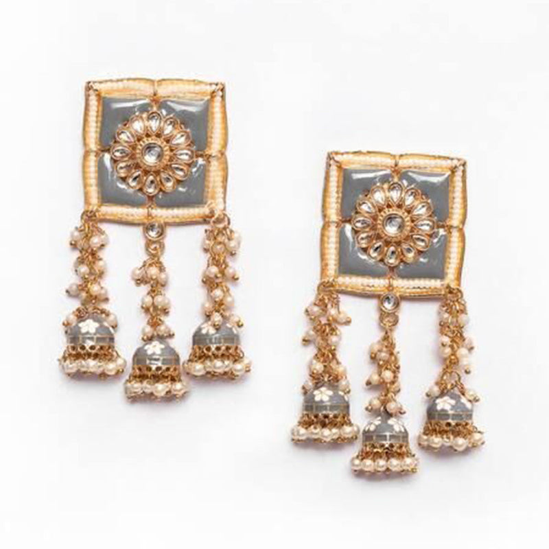 House Of Ree New Stylish Meenakari Grey Jhumki Earring for Womens | Women | Girls ER168