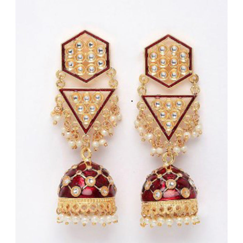 House Of Ree New Partywear Maroon Meenakari Drop Earrings for Womens | Women | Girls ER102