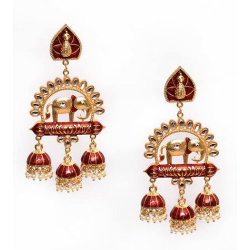 House Of Ree Elephant Shape Maroon Jhumki Drop Earrings for Womens | Women | Girls ER132