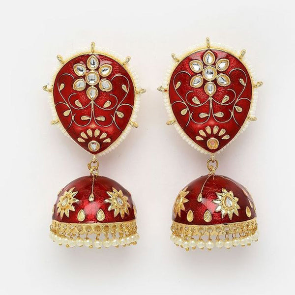 House Of Ree Maroon Jhumka Earrings for Womens for Ethnic Party | Women | Girls ER144