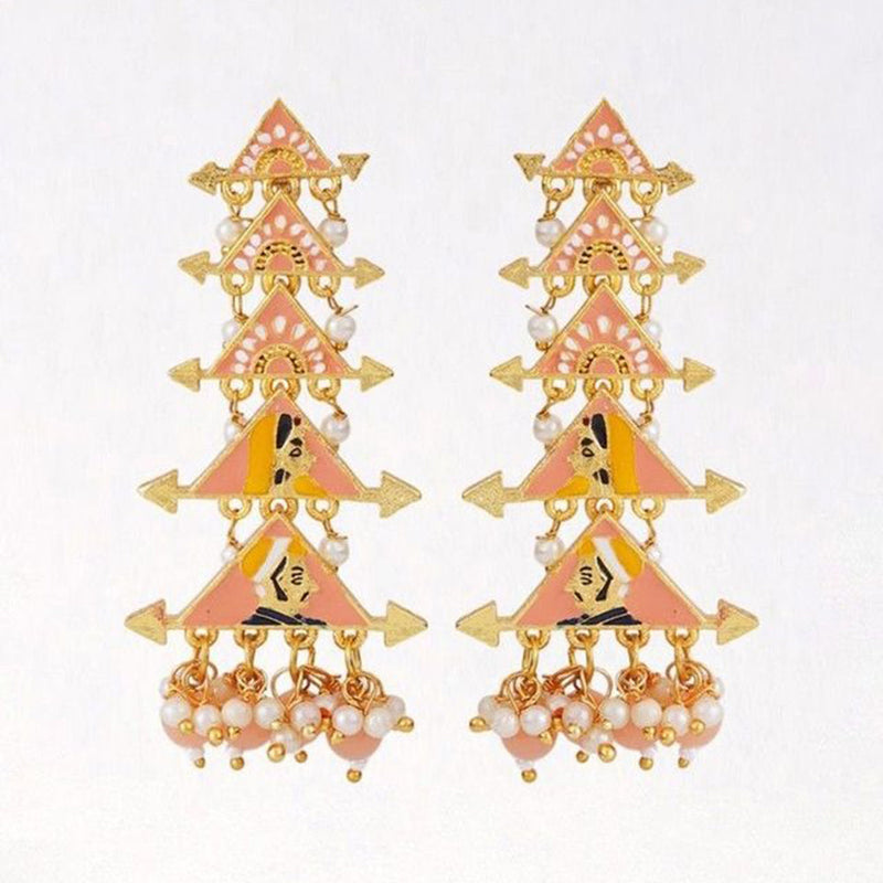 House Of Ree New Partywear Orange Raja Rani Meenakari Drop Earrings for Womens | Women | Girls ER104