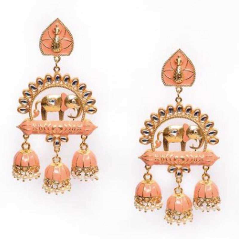 House Of Ree Elephant Shape Orange Jhumki Drop Earrings for Womens | Women | Girls ER131