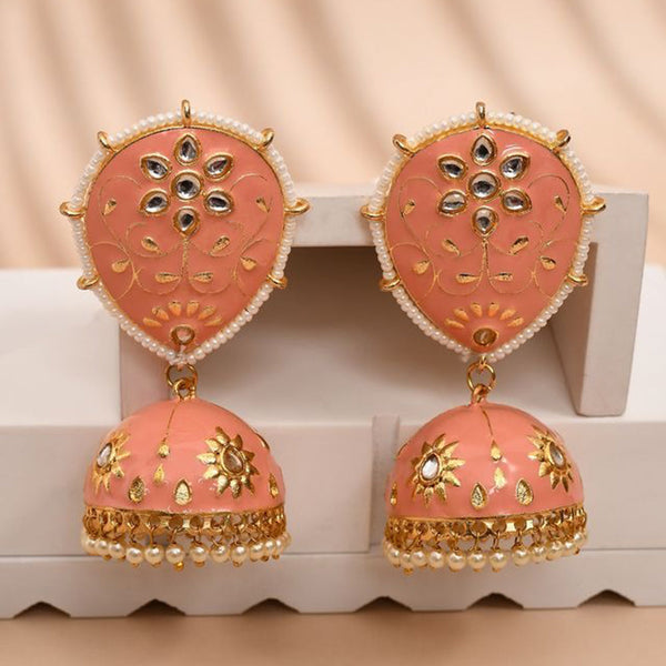 House Of Ree Orange Jhumka Earrings for Womens for Ethnic Party | Women | Girls ER147