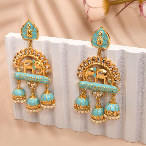 House Of Ree Elephant Shape Sky Blue Jhumki Drop Earrings for Womens | Women | Girls ER123