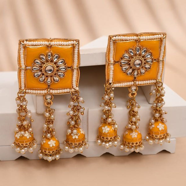 House Of Ree New Stylish Meenakari Yellow Jhumki Earring for Womens | Women | Girls ER164