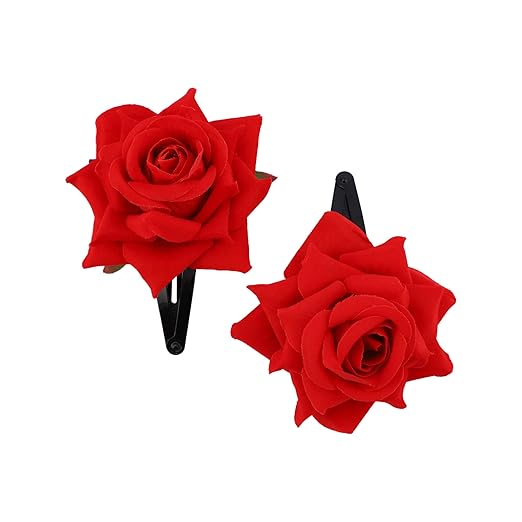 HP HIGH PROFILE Trendy Artificial Red Flowers Tic Tac Hair Clip Bun Maker For Women and Girls (Pack of 2)