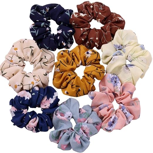 HP HIGH PROFILE Trendy Elastic Cotton Chiffon Silk Fabric Ponytail Hair Scrunchies for Women & Girls Multi color (Pack of 6)