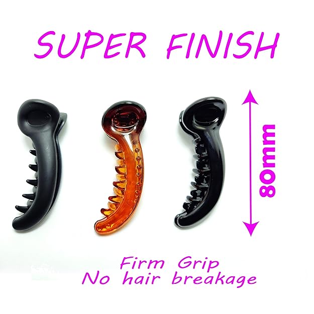 HP HIGH PROFILE Banana Hair Clutcher/Mirchi Hair Clip/Claw Clip for Women and Girls (Medium, Black & Brown) - Pack of 3