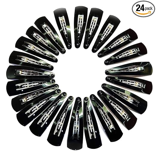 HP HIGH PROFILE Glossy Black Tic Tac Hair Clips Hair Accessories for Women and Girls - 24 pcs (Pack of 2)