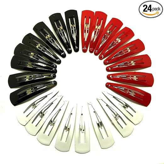 HP HIGH PROFILE Multicolour Tic Tac Hair Clips Everyday Wear Metal Snap Hair Clips Barrettes for Women/Girls - Pack of 2 (24pcs) - Red, White and Black