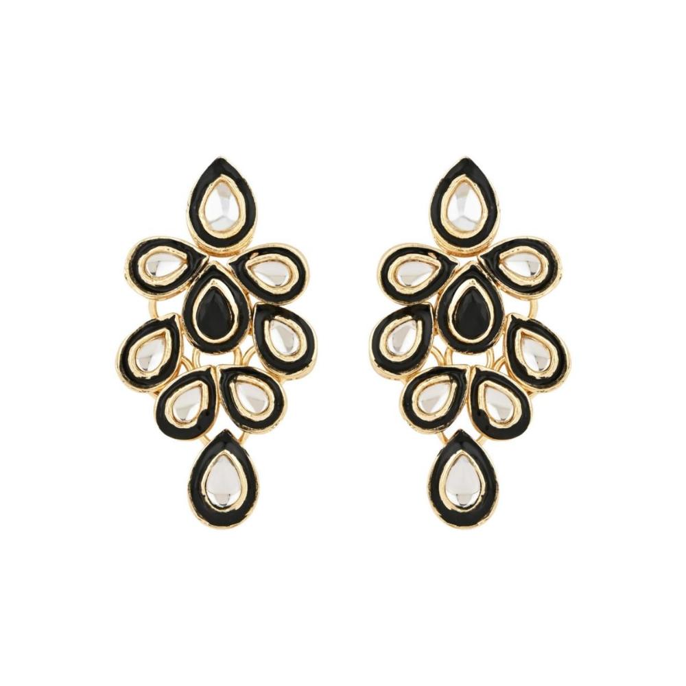 Etnico Gold Plated Traditional Meenakari Handcrafted Kundan Necklace With Dangle Earrings & Maang Tikka Jewellery Set For Women/Girls (IJ356B)
