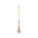 Etnico Gold Plated Traditional Kundan Necklace Jewellery Set with Earrings & Maang Tikka for Women (IJ357Pi)