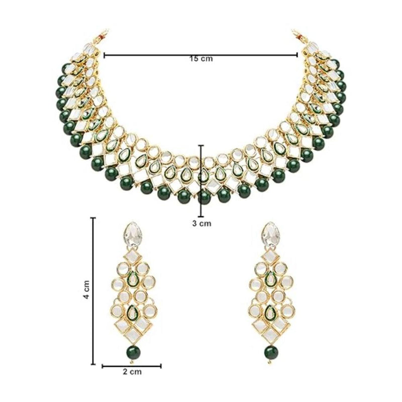 Etnico 18K Gold Plated Traditional Kundan & Pearls Choker Necklace Jewellery Set with Earrings for Women and girls(IJ362G)