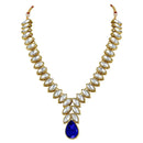 Etnico Gold Plated Traditional Blue Stone Studded Necklace Jewellery Set with Dangle Earrings For Women and Girls (IJ364Bl)