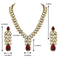 Etnico Gold Plated Traditional Blue Stone Studded Necklace Jewellery Set with Dangle Earrings For Women and Girls (IJ364M)