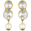 Etnico Gold Plated Traditional Stunning White Stone Studded Layered Pearl Necklace Jewellery Set with Earrings For Women and Girls (IJ365W)