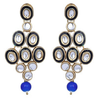 Etnico Gold Plated Traditional Stunning Maroon Meenakari Kundan Studded Pearl Necklace Jewellery Set with Earrings For Women and Girls (IJ366Bl)