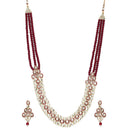Etnico Gold Plated Traditional Stunning Maroon Meenakari Kundan Studded Pearl Necklace Jewellery Set with Earrings For Women and Girls (IJ366M)