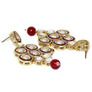 Etnico Gold Plated Traditional Stunning Maroon Meenakari Kundan Studded Pearl Necklace Jewellery Set with Earrings For Women and Girls (IJ366M)
