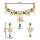 Etnico Gold Plated Traditional Floral Design Kundan Studed Necklace Jewellery Set with Earrings for Women And Girls (IJ367G)