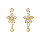 Etnico Gold Plated Traditional Floral Design Kundan Studed Necklace Jewellery Set with Earrings for Women And Girls (IJ367W)