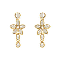 Etnico Gold Plated Traditional Floral Design Kundan Studed Necklace Jewellery Set with Earrings for Women And Girls (IJ367W)