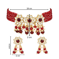 Etnico Gold Plated Traditional Kundan & Pearls Choker Necklace Jewellery Set with Earrings for Women/Girls (IJ368M)