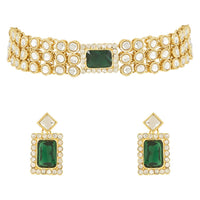 Etnico Gold Plated Traditional Handcrafted Stone Kundan Studded Choker Necklace Jewellery With Earrings Set For Women/Girls (IJ369G)