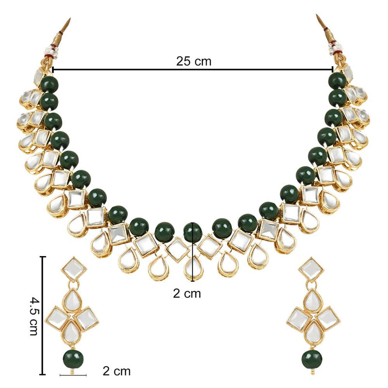 Etnico Gold Plated Traditional Kundan & Pearls Choker Necklace Jewellery Set with Earrings for Women and Girls (IJ370W)