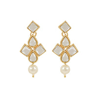 Etnico Gold Plated Traditional Kundan & Pearls Choker Necklace Jewellery Set with Earrings for Women and Girls (IJ370W)