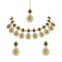 Etnico Gold Plated Traditional Kundan & Stone Studded Choker Necklace Jewellery With Earrings Set for Women/Girls (IJ371Mh)