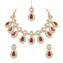 Etnico Gold Plated Traditional Kundan & Stone Studded Choker Necklace Jewellery Set with Earrings & Maang Tikka for Women And Girls (IJ371Q)